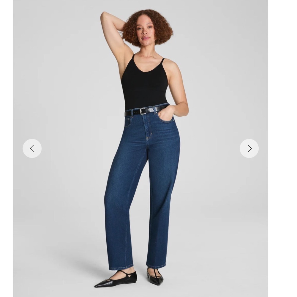 SPANX Women’s Straight Leg Jeans in Dark Blue Wash